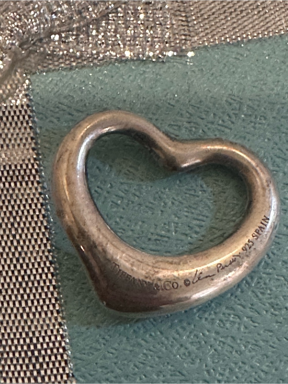 Tiffany open heart pendant. Sterling silver